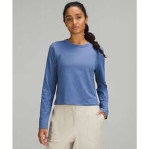 Lululemon Classic-Fit Cotton-Blend Long Sleeve Shirt Water Drop Blue Size 6